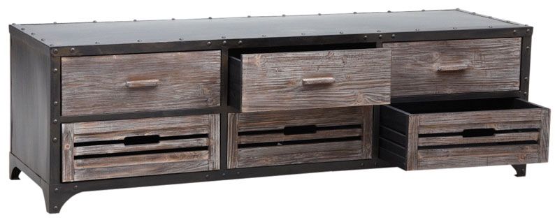 Meuble TV en métal avec tiroirs en bois 160 x 50 x 50 cm