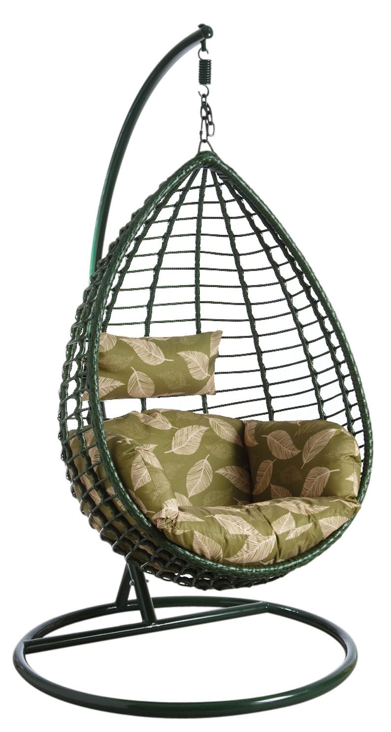 Fauteuil oeuf sur pied en polyrésine verte