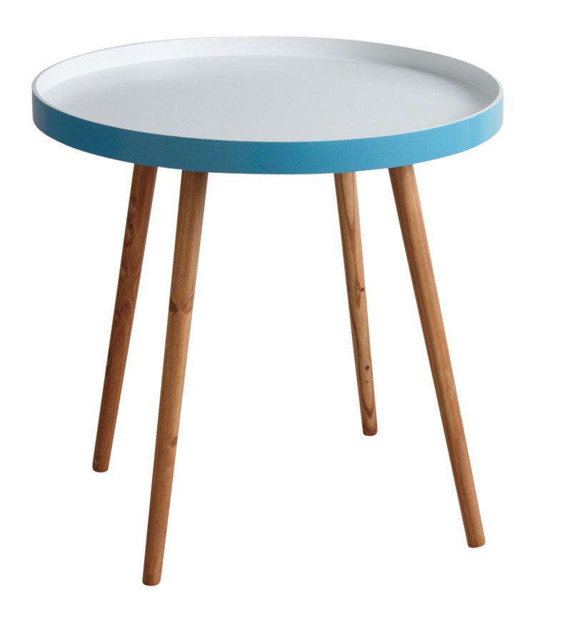 Table d'appoint en bois et MDF laqué bleu
