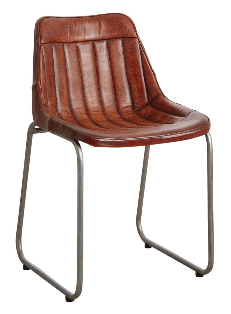 Chaise en cuir et métal