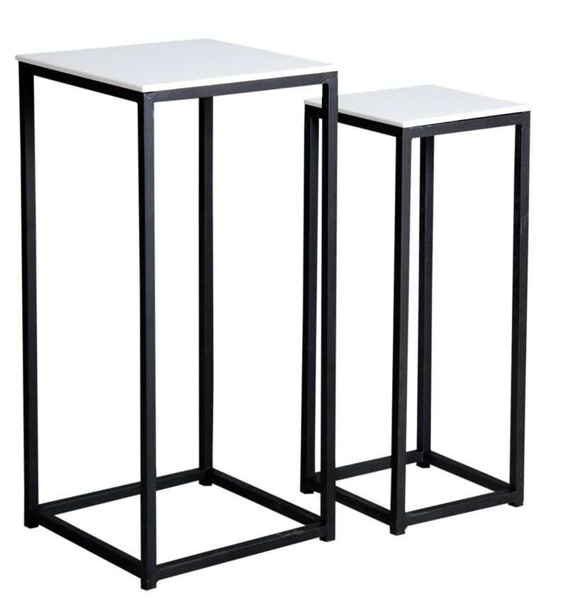 Sellettes carrées en bois et métal (Lot de 2)