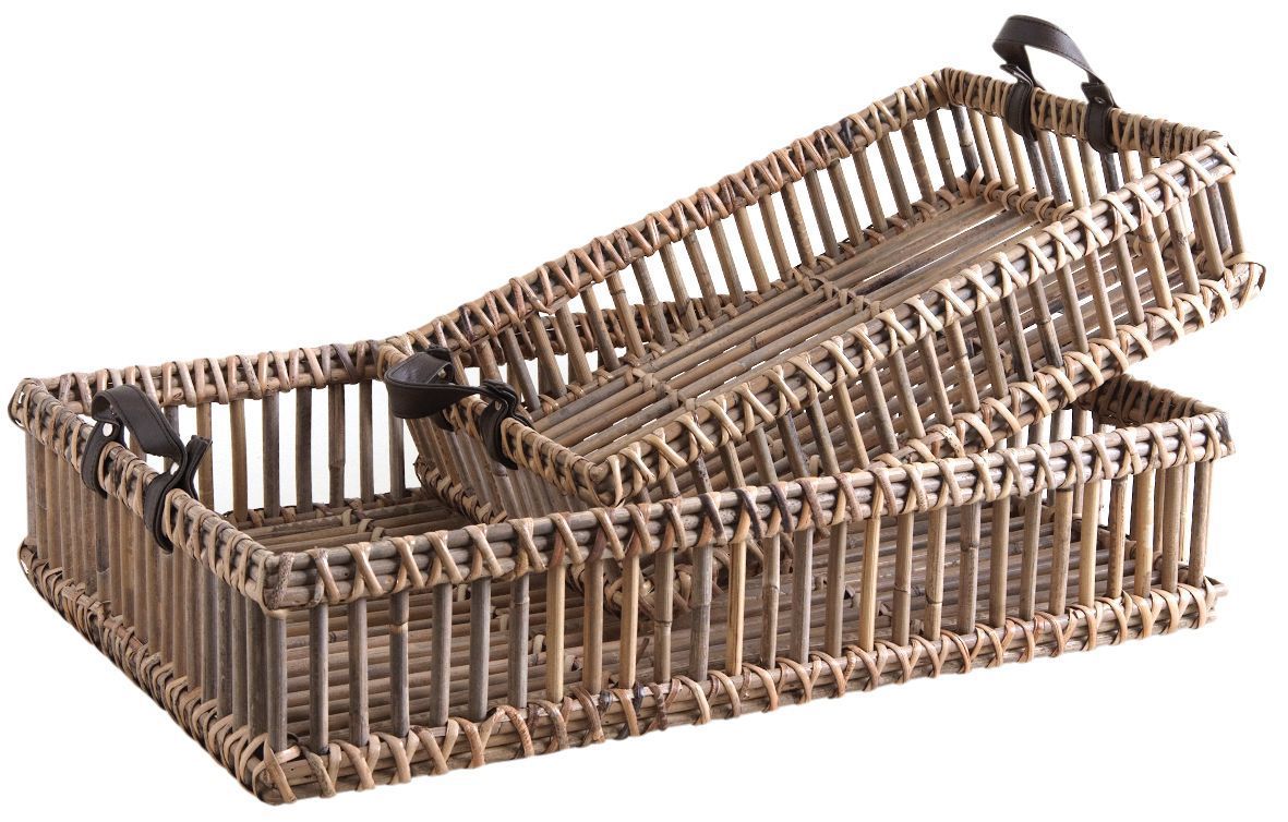 Corbeilles rectangulaires en poelet gris (Lot de 2)