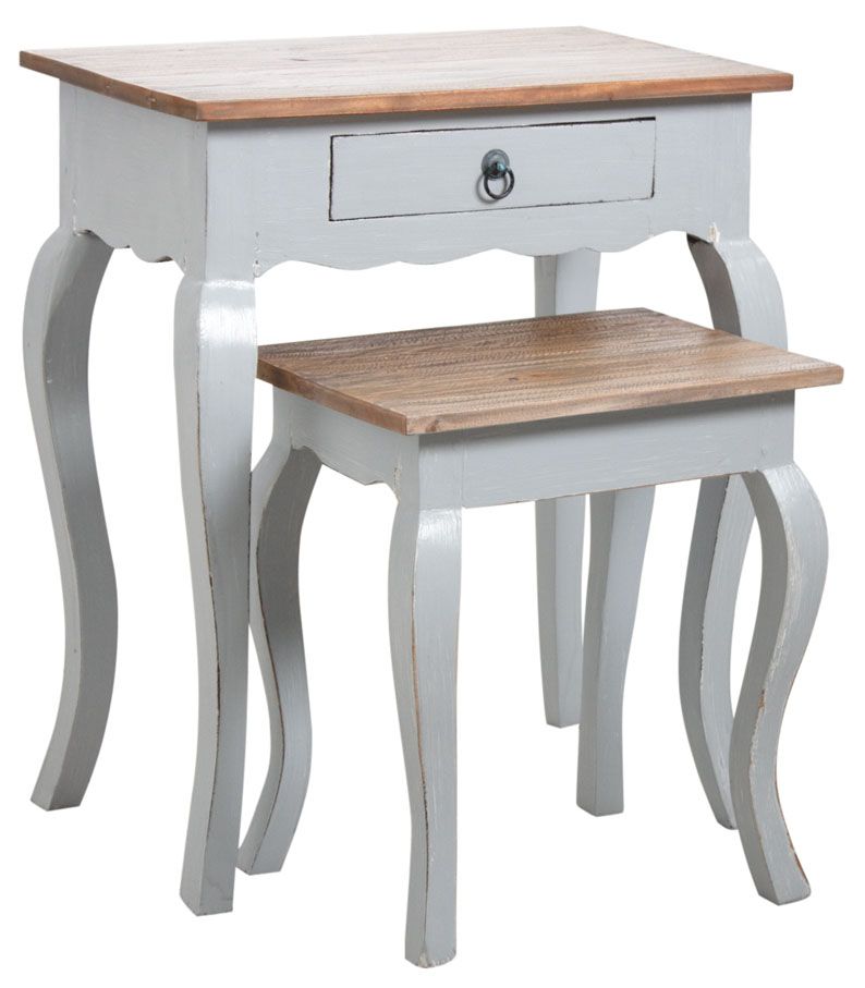 Tables gigognes en bois gris antique