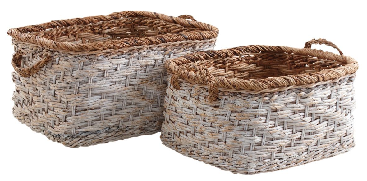 Corbeilles rectangulaires en bananier (Lot de 2)