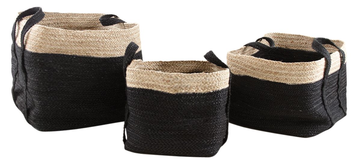 Corbeilles de rangement carrées en jute (Lot de 3)