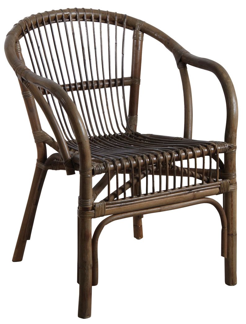 Fauteuil en rotin gris Bandung