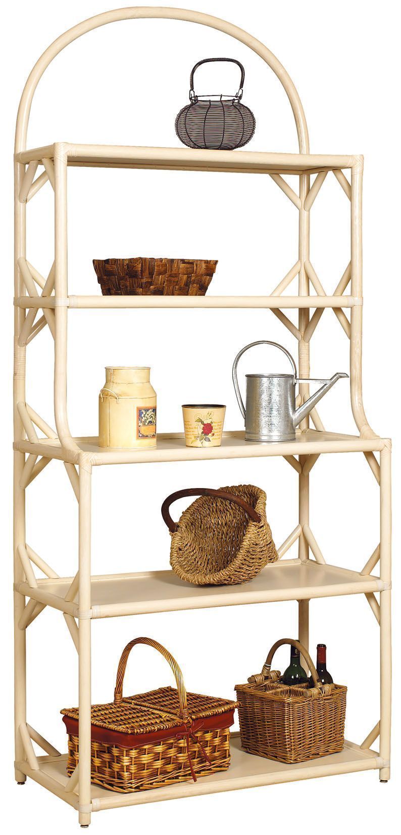 Bibliothèque en rotin cérusé