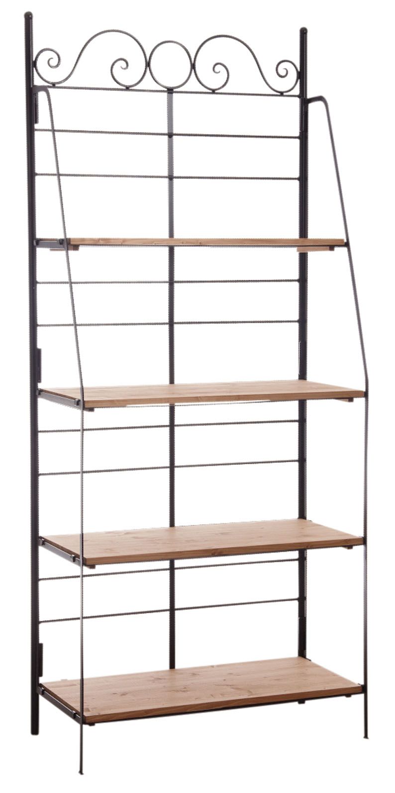 Etagère pliante en métal et bois