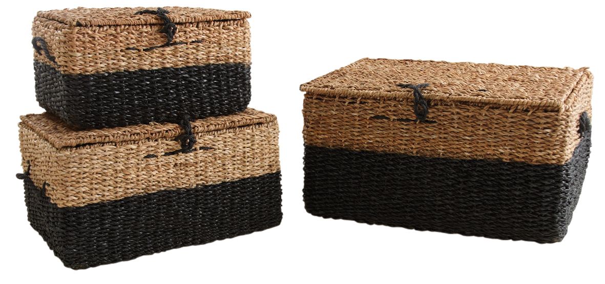 Coffre en jonc de mer (lot de 3)