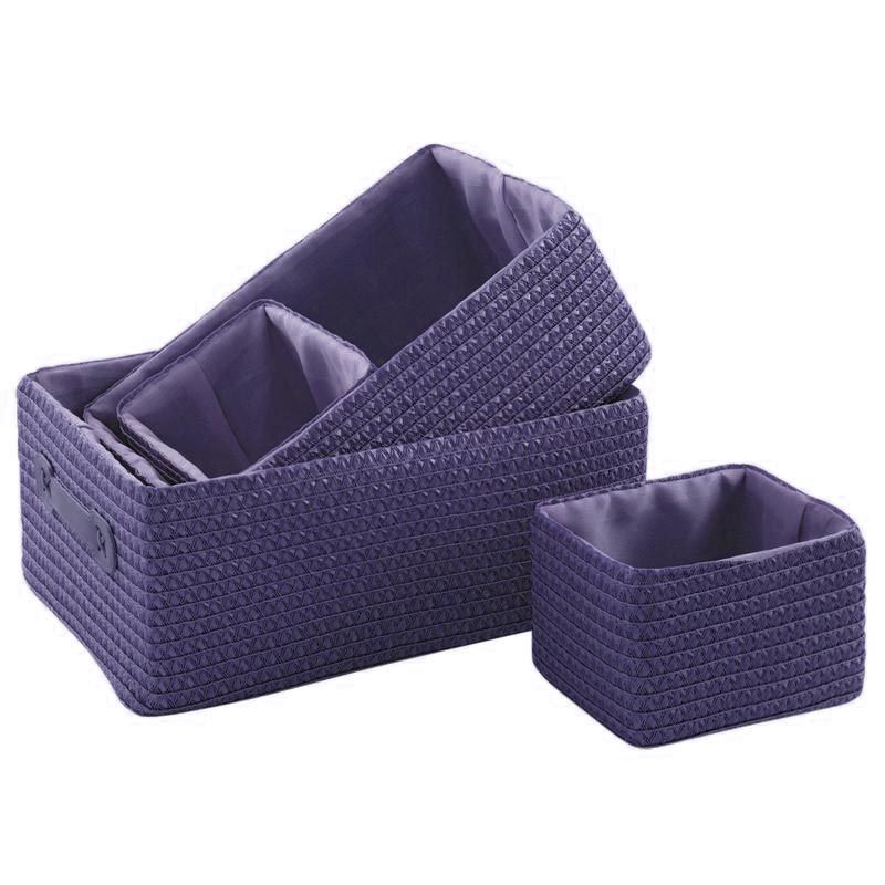 Panier salle de bain en paille colorée (Lot de 4)