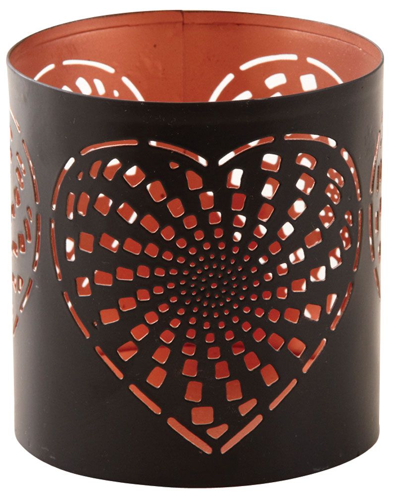 Photophore coeur noir et or