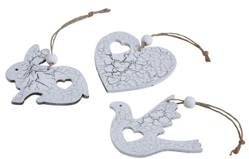 Objets déco à suspendre en bois craquelé (Lot de 3)