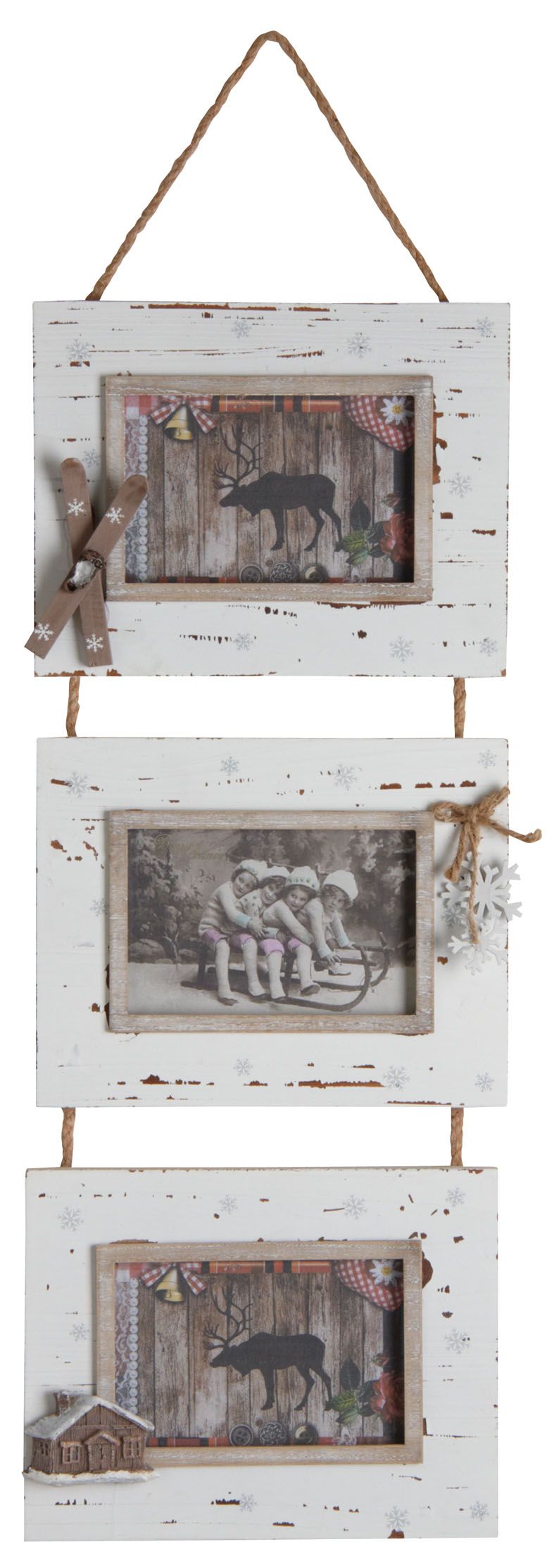 Porte-photos montagne à suspendre en bois vieilli