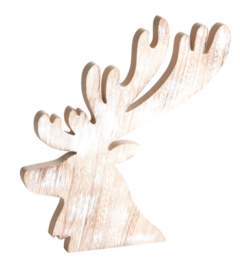 Tête de cerf en bois blanchi
