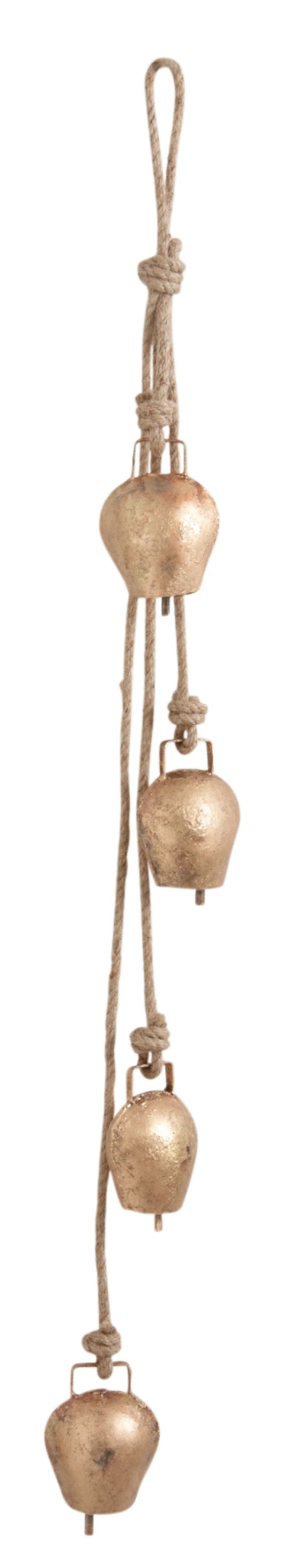 Suspension 4 cloches en métal doré vieilli