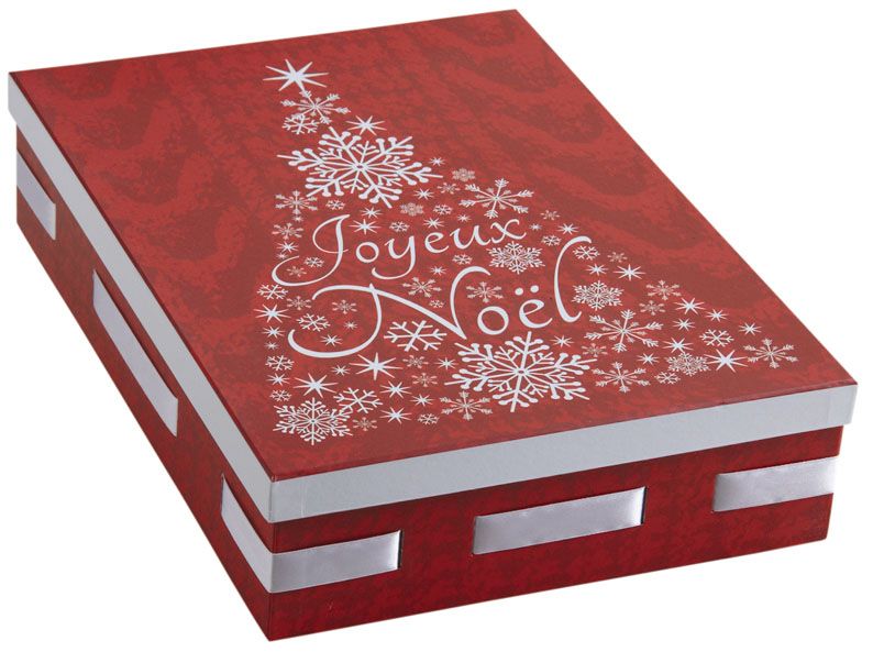 Boite de Noël rectangulaire en carton rouge 30.5 x 20.5 x 7 cm