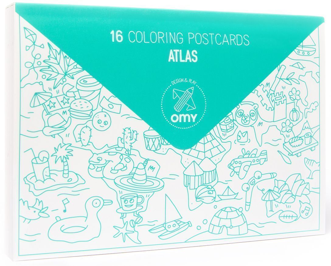 Cartes postales à colorier Atlas (Lot de 16) Atlas