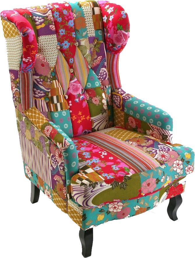 Fauteuil cosy patchwork bohème