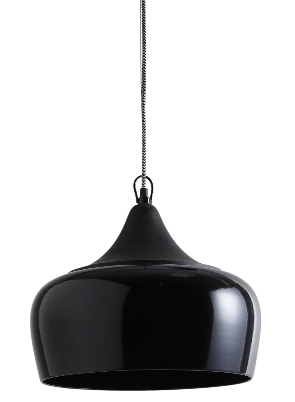 Lampe suspension en métal laqué et bois