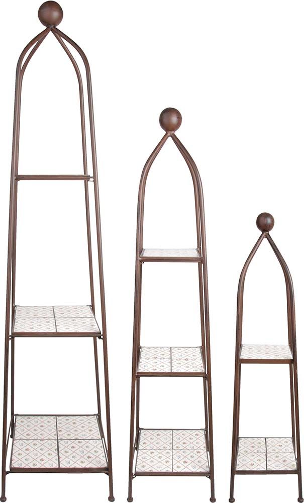 Etagères en céramique avec motif Botanicae (Lot de 3)