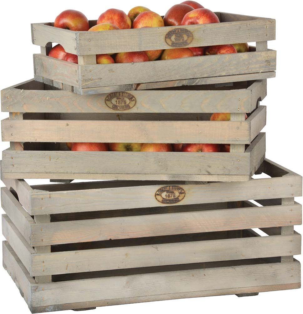 Caisses à fruits en pin (Lot de 3)