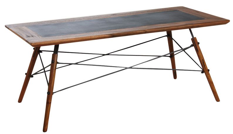 Table basse en bois de suar massif et métal