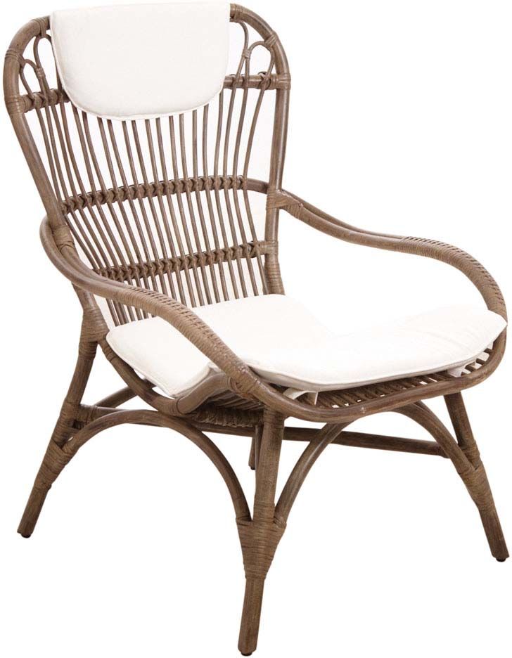 Fauteuil en rotin gris vintage