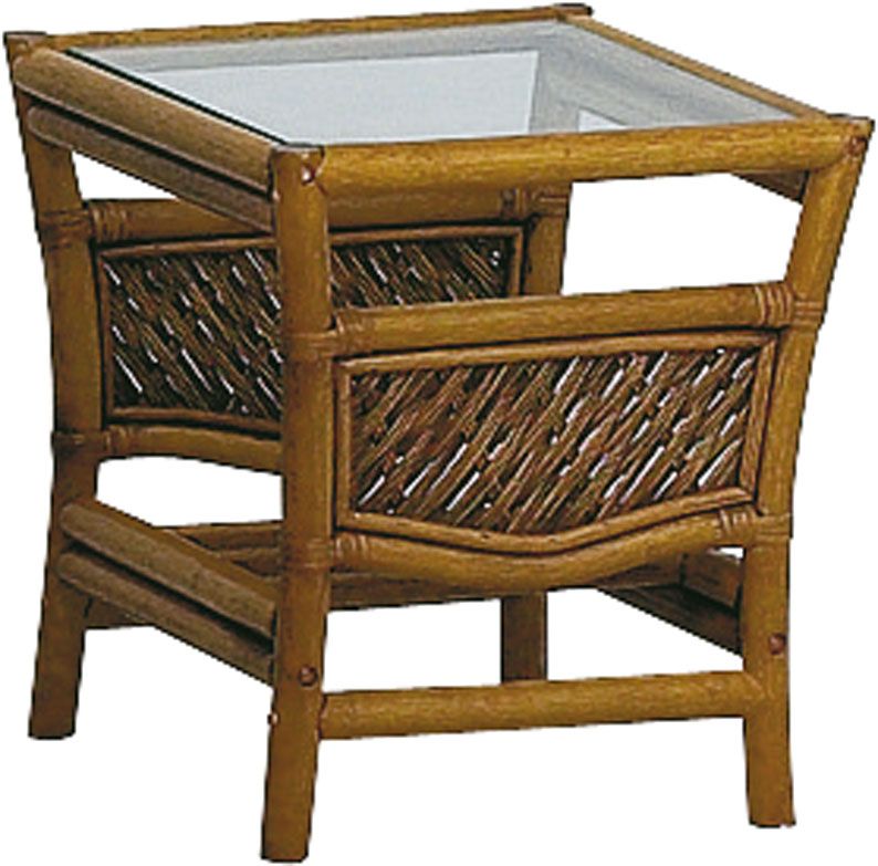 Table d'appoint en rotin et verre