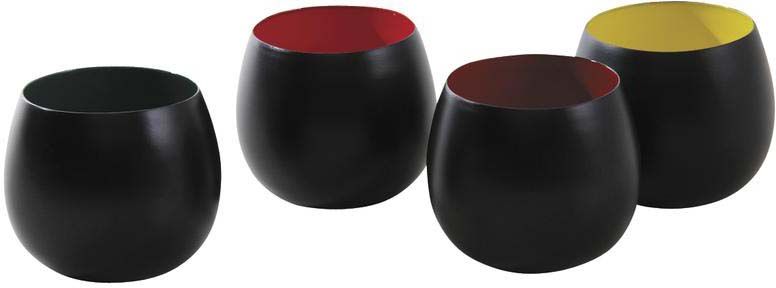 Photophores ronds en métal intérieur émaillé (Lot de 4)