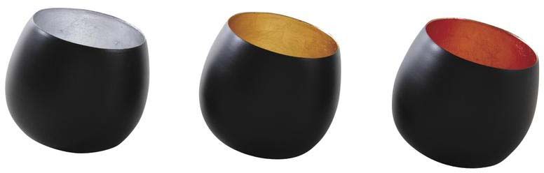 Photophores inclinés métal intérieur métallisé (Lot de 3)