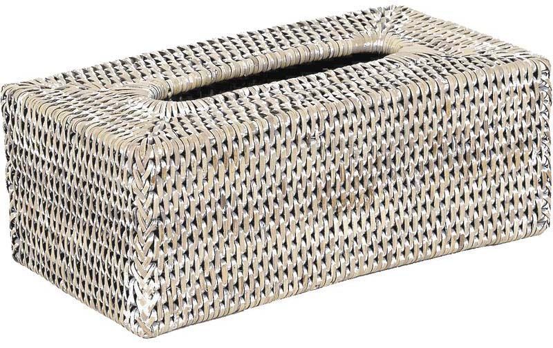 Boite à mouchoirs en rotin blanc