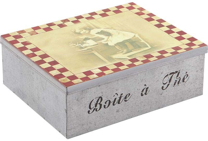 Boite à thé en métal 6 compartiments