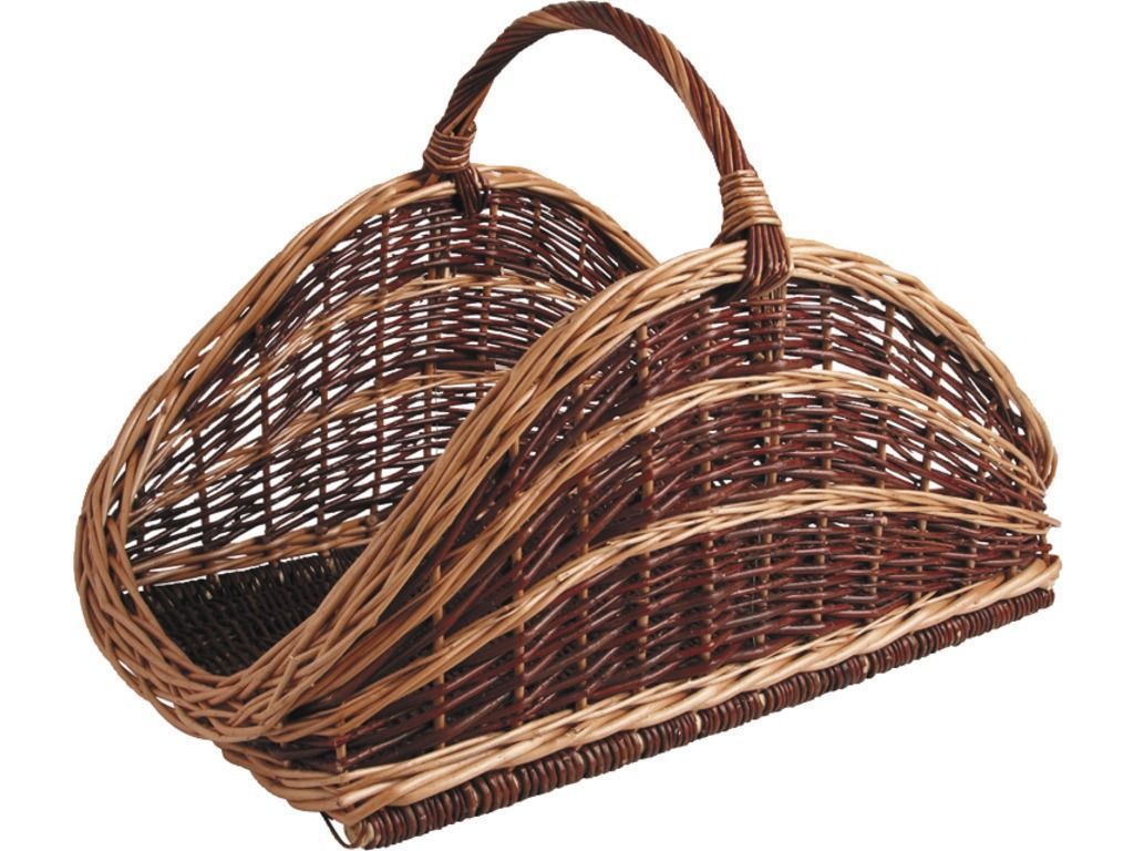 Panier à bûches en osier brut et buff