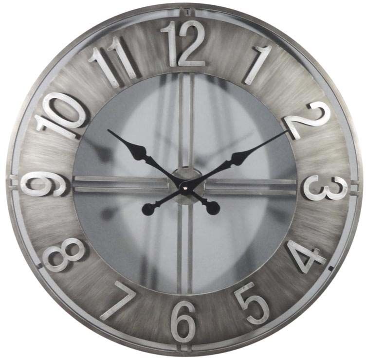 Horloge ronde en métal esprit aviateur