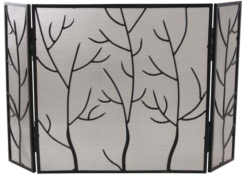 Pare-feu de cheminée en fer forgé branchages