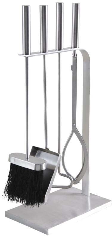 Valet de cheminée en inox 4 accessoires