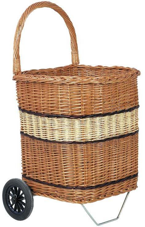 Chariot à bûches en osier buff bicolore