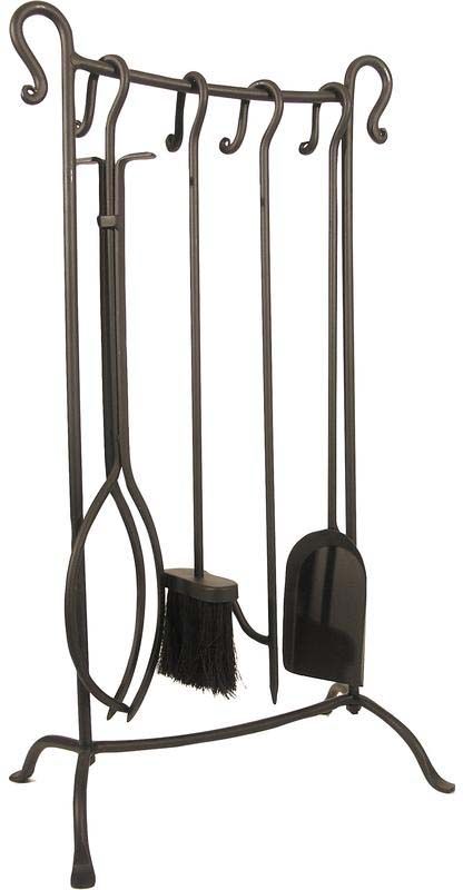 Serviteur de cheminée fer forgé moderne 4 accessoires