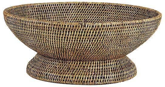 Corbeille sur pied en rotin antique