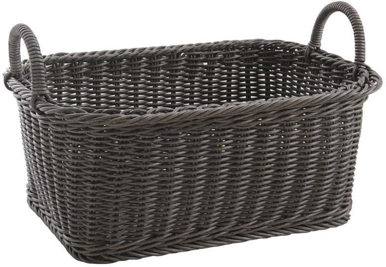 Corbeille de rangement avec anses en rotin synthétique