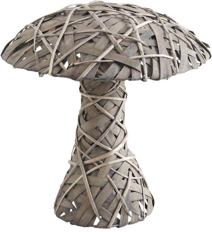 Champignon en osier gris et bois