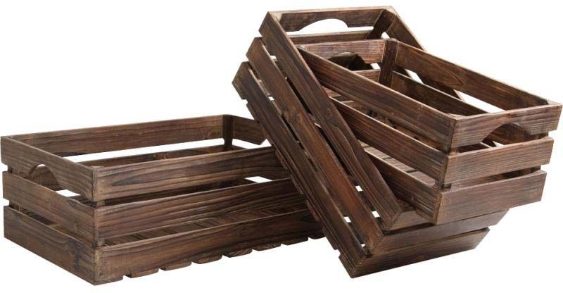 Caisses en bois vieilli (Lot de 3)