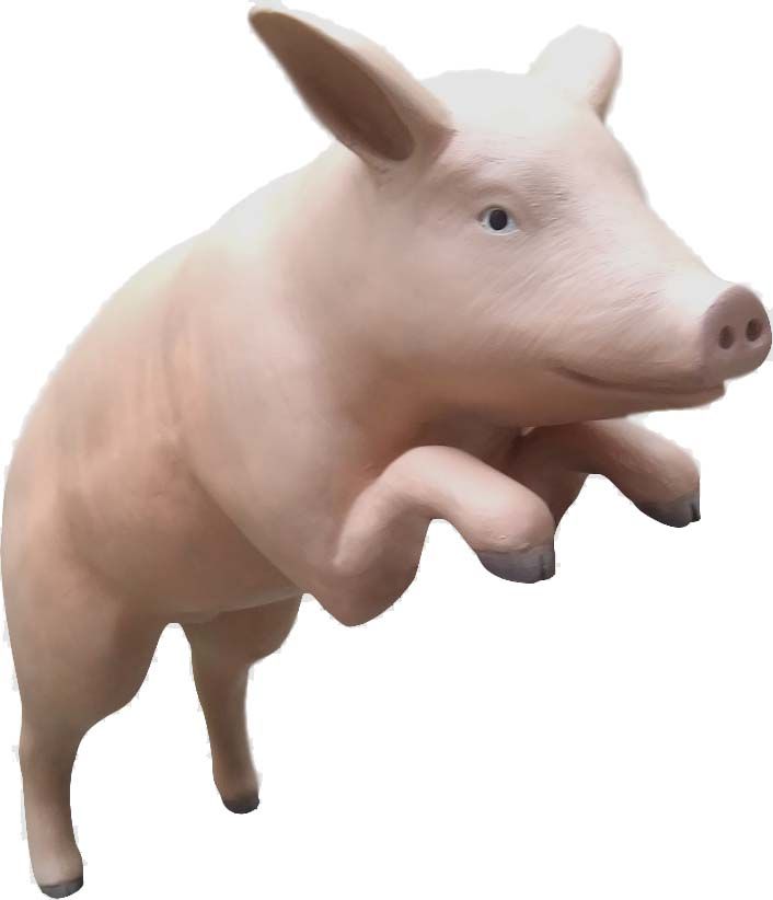 Cochon rose debout en résine 133 cm