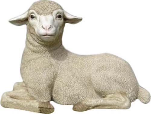 Agneau couché en résine 60 cm
