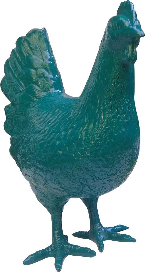 Poule de couleur en résine 38 cm