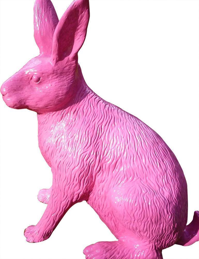 Lièvre assis coloré en résine 58 cm