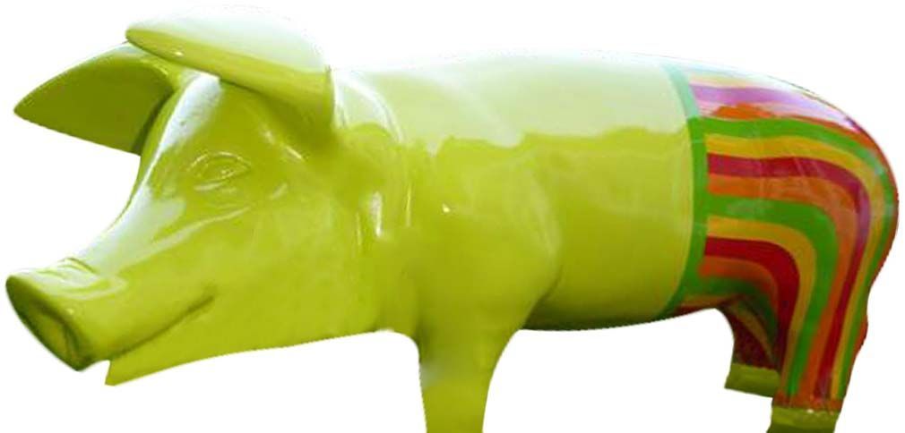 Cochon avec pantalon coloré en résine