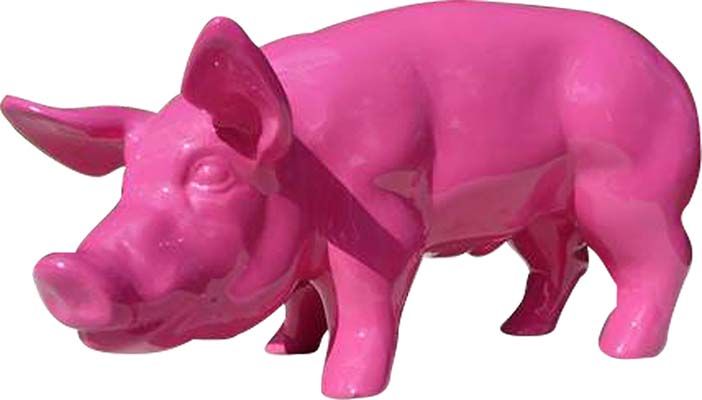 Cochon design rose en résine