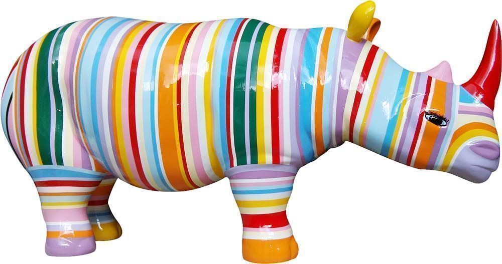 Rhinocéros design zébré de couleur en résine