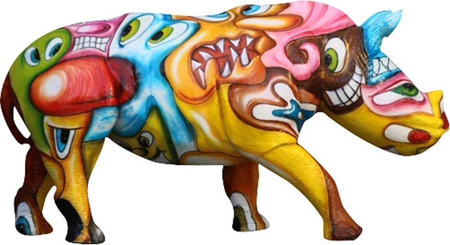 Rhinocéros design pop art en résine